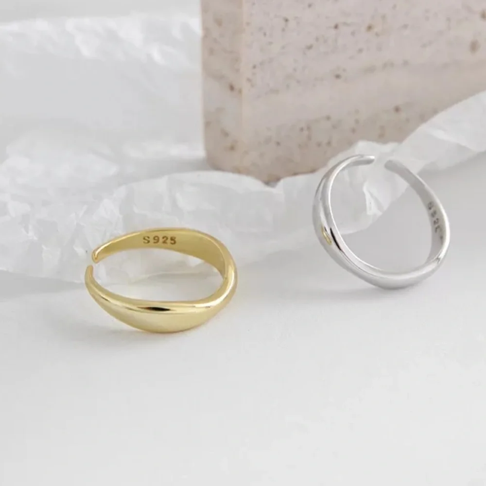 NEW 925 STERLING SILVER IRREGULAR WAVE ADJUSTABLE RING, CUTE RING, SHINY RING. - Picture 5 of 6